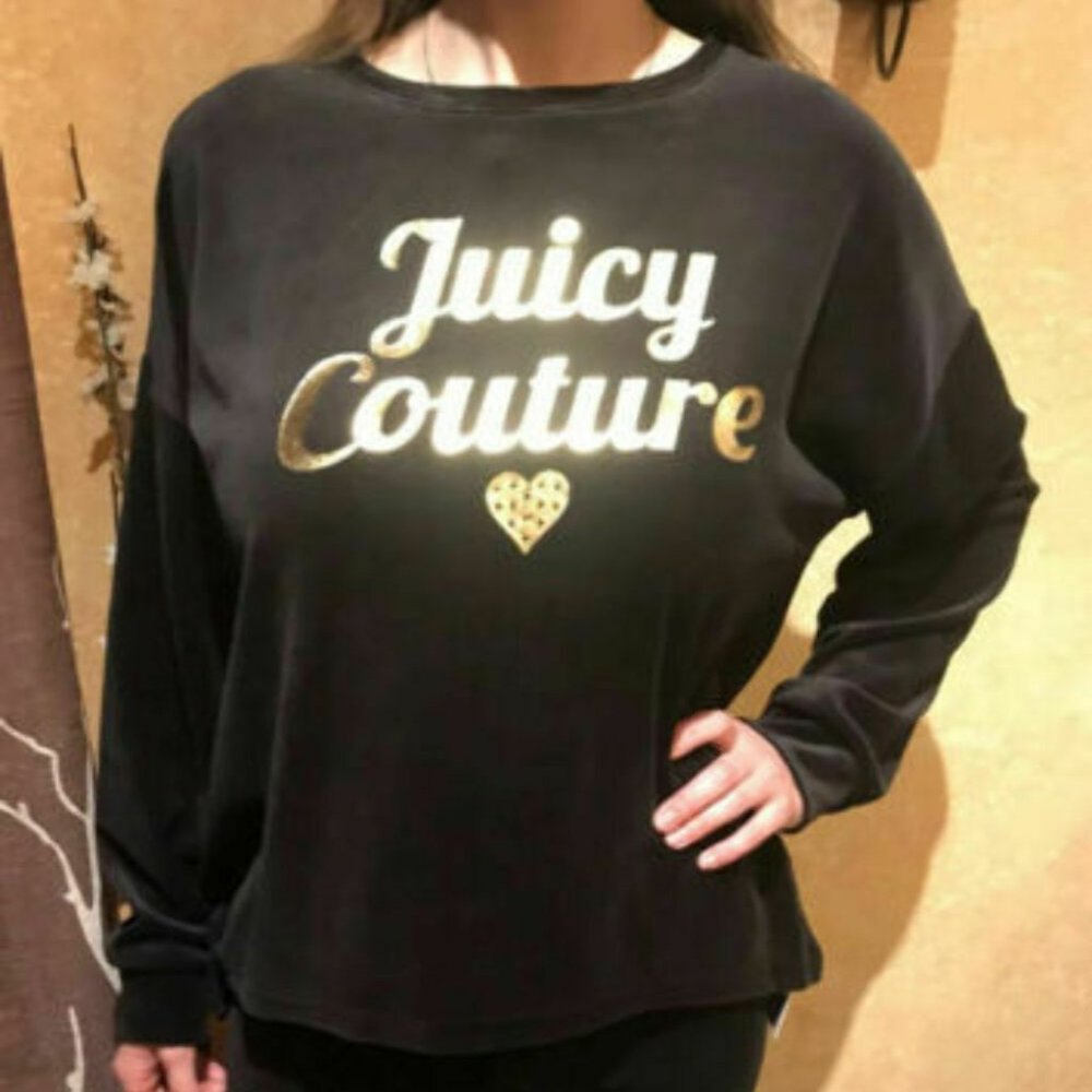Juicy Couture Black Veloure Tracksuit Hoodie Sz. L